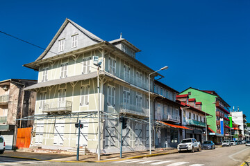 Traditional architecture of Cayenne, the capital of French Guiana in South America