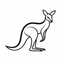 Simple a Kangaroo line art vector design white background