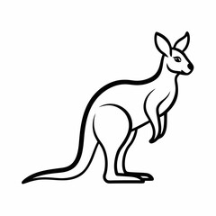 Simple a Kangaroo line art vector design white background