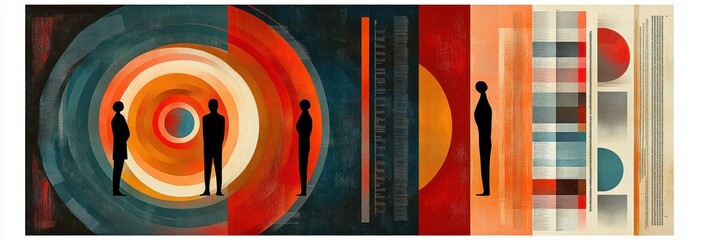 Diversity Inclusion Equality Belonging Abstract Human Silhouettes Geometric Collage Modern Minimalism