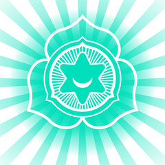 The Thymus chakra, also known as the higher heart. Buddhism, Hinduism, Ayurveda symbol.