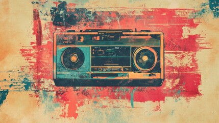 Retro Boombox Art Abstract Design Image