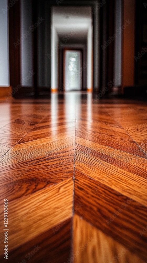 Poster a beautifully polished wooden floor reflects soft light, enhancing the subtle grain patterns. the co