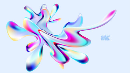 Set of Glass liquid bubbles. Abstract vector frame. Collection iridescent shapes on light background.