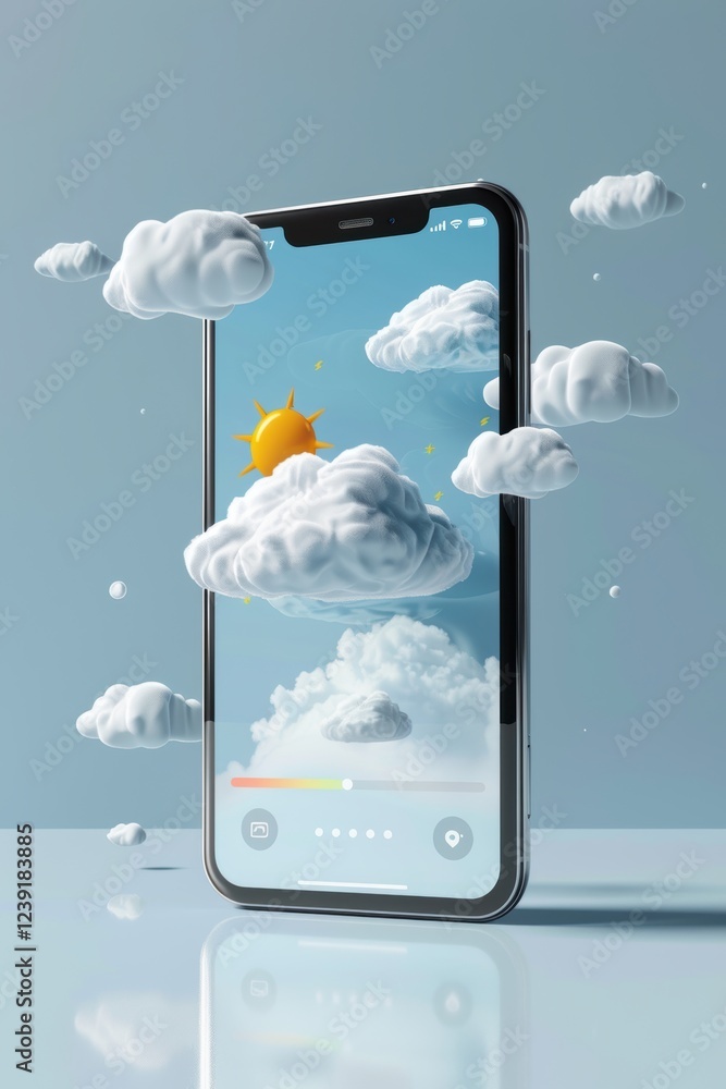 Poster interactive progress bar with animated weather icons for smartphone apps