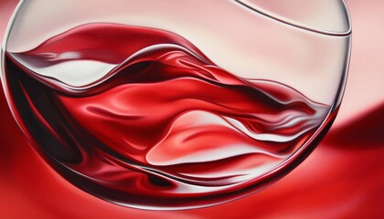An intimate and luxurious portrayal of wine being served, focusing on the glistening crimson tones and elegant flow.