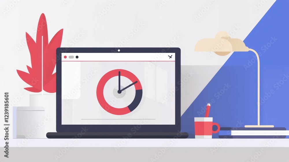 Poster minimalistic progress bar for time management apps on modern workspaces