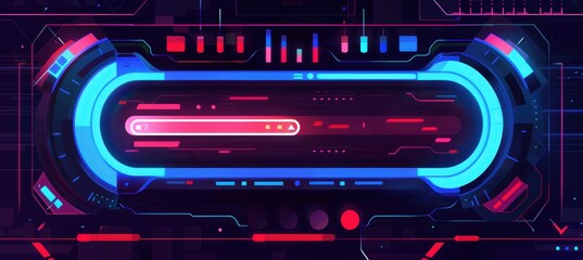 Obraz premium Modern Neon Progress Bar for Tech Startup Website Design and Digital Graphics