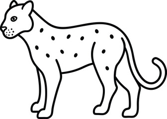 Leopard Art Vector Illustration and Leopard Outline, Drawing Vector Design