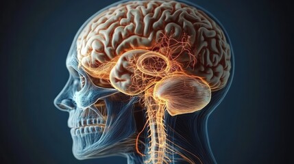 Anatomical Illustration of Human Brain Structure Highlighting Hypothalamus Pituitary Gland and Spinal Cord