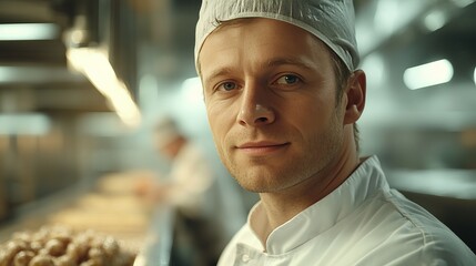 Chef in a bustling kitchen prepares dishes with a focus on craft and culinary artistry during evening hours