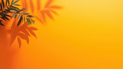 Vibrant orange background with leaf shadows for creative designs