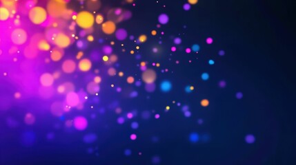 Vibrant colorful bokeh lights on dark background for festive and celebration designs