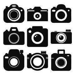 set of retro cameras icon design , camera logo vector illustration 