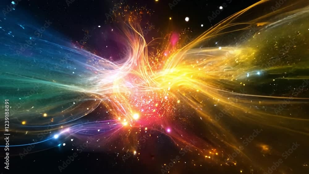Poster vivid cosmic swirl of colors and light creating a mesmerizing visual experience in 4k resolution