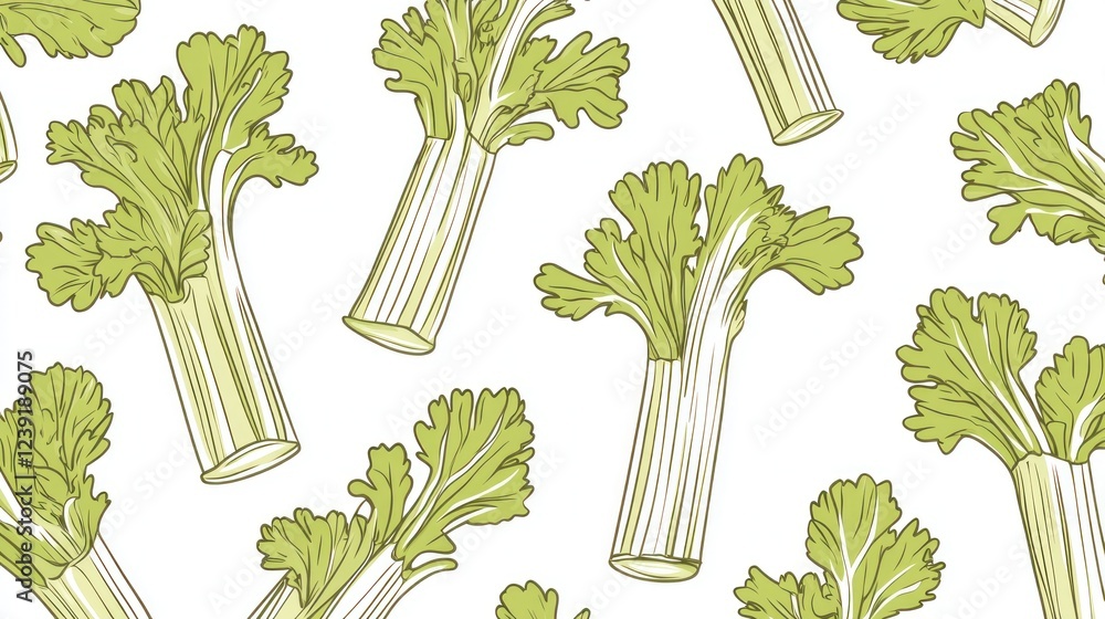 Wall mural Celery stalks pattern, healthy food background