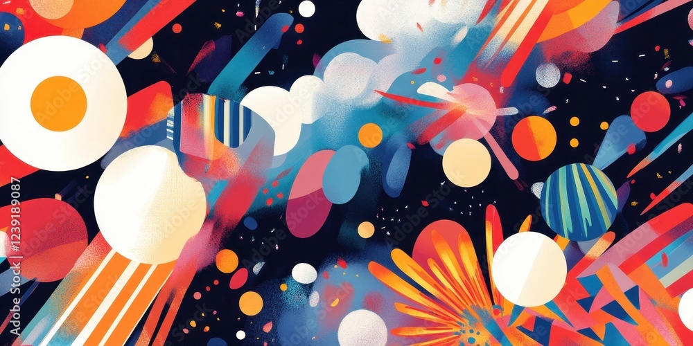 Poster abstract colorful shapes dynamic composition design