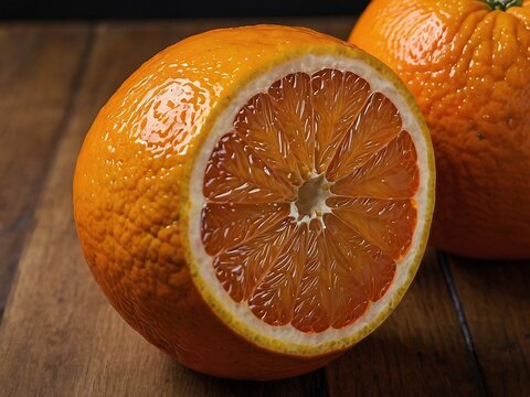 Fresh Sliced Orange Cross Section Showcasing Juicy Citrus Fruit with Vibrant Colors - Powered by Adobe