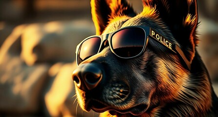 GERMAN SHEPARD   dog wearing sun glasses  