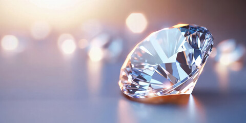 sparkling diamond reflecting light on smooth surface