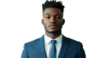 Serious businessman portrait with transparent background