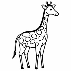 Simple a Giraffe line art vector design white background