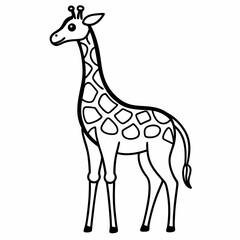 Simple a Giraffe line art vector design white background