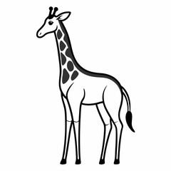 Simple a Giraffe line art vector design white background
