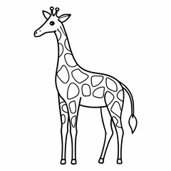 Simple a Giraffe line art vector design white background