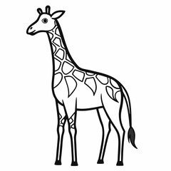 Simple a Giraffe line art vector design white background