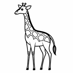 Obraz premium Simple a Giraffe line art vector design white background