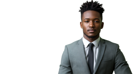 Confident businessman posing with transparent background