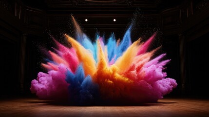 Vibrant Color Explosion in Artistic Display on Dark Background