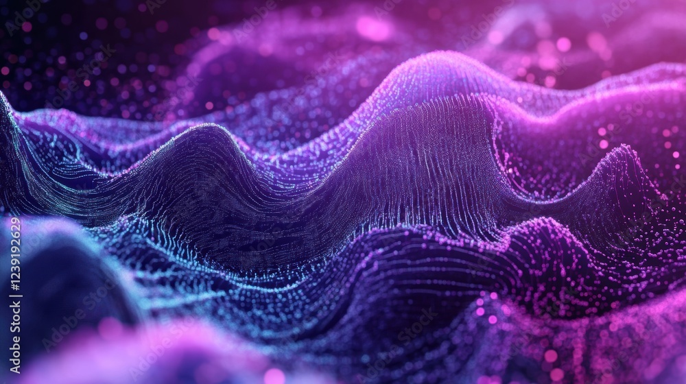 Aufkleber flowing and swirling dynamic waves of colorful particles create a mesmerizing digital landscape, off