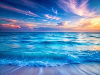 Obraz premium Serene Blue Ocean Waves Long Exposure Photography - Coastal Seascape