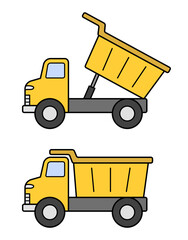 Yellow Cartoon Dump Truck Construction Vehicle Clipart on a Transparent Background © ATerra