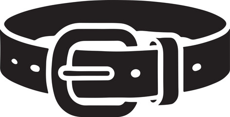 Silhouette vector of a classic belt with a buckle. Stylish fashion accessory icon for clothing, waistwear, leather goods, formal and casual outfits, and apparel design.