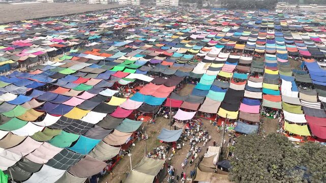 Aerial footage of Bishwa Ijtema in Dhaka Bangladesh 