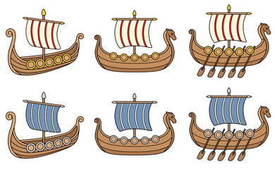 Cartoon Viking Ship or Boat Clipart on a Transparent Background
