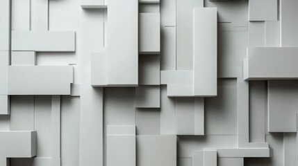 Abstract geometric white 3D blocks and textured pattern wall decor background