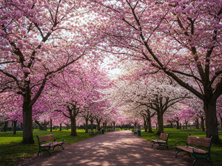 Naklejka premium spring in the park