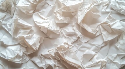 Obraz premium Crumpled white paper texture - abstract background with random folds and shadows