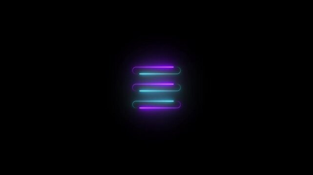 Cyan and purpal color glow neon bars icon animation