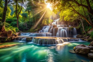 Obraz premium Seven Secret Pools: Cascading Waterfalls in Lush Jungle Paradise