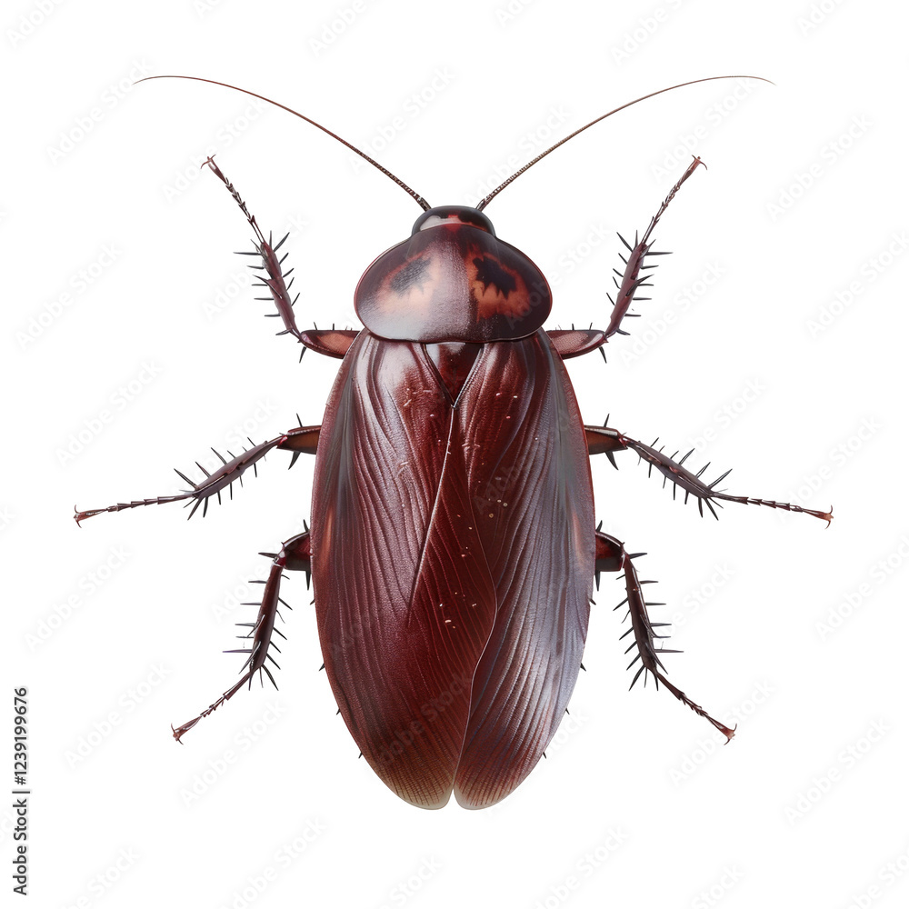 Poster detailed illustration of a cockroach with intricate patterns and sharp legs