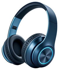 Blue wireless headphones png clipart cutout transparent isolated