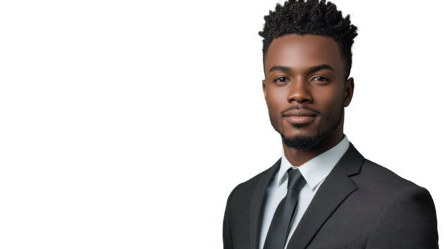 Confident businessman posing on transparent background