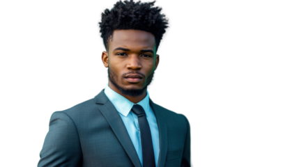 Confident businessman posing on transparent background