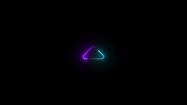 Cyan and purple color glow neon caret-up icon animation