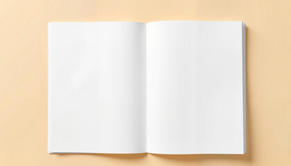 Open blank paper sheet mockup on colored background, creative design